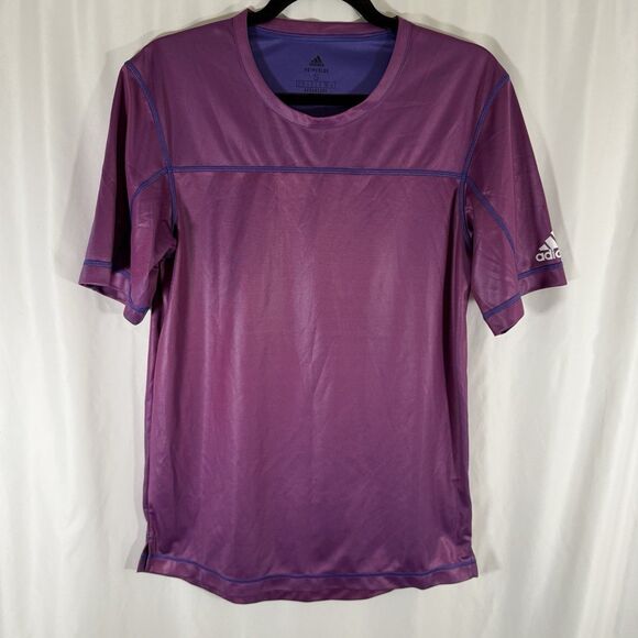 Adidas Shirt Men's Small Purple Short Sleeve Crew Neck Primeblue Breathable - Picture 1 of 9
